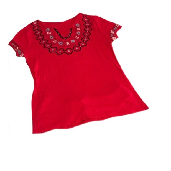 Cato Red Stitch Pattern Sweetheart Top Size Small - Picture 1 of 7